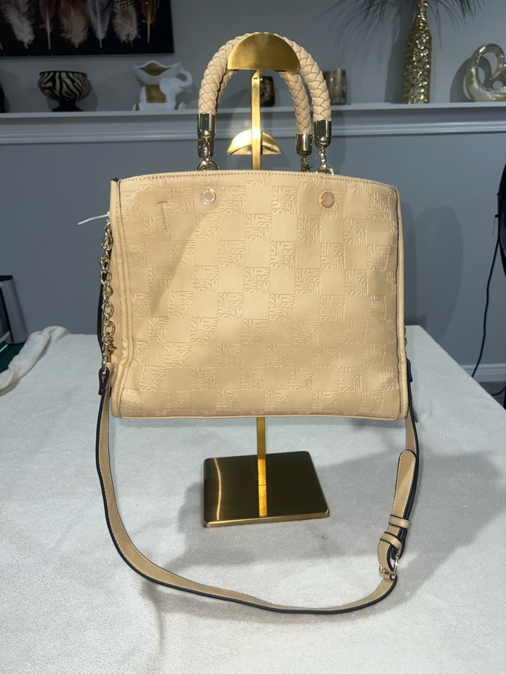Steve Madden Bjeanne Crossbody Satchel in camel.